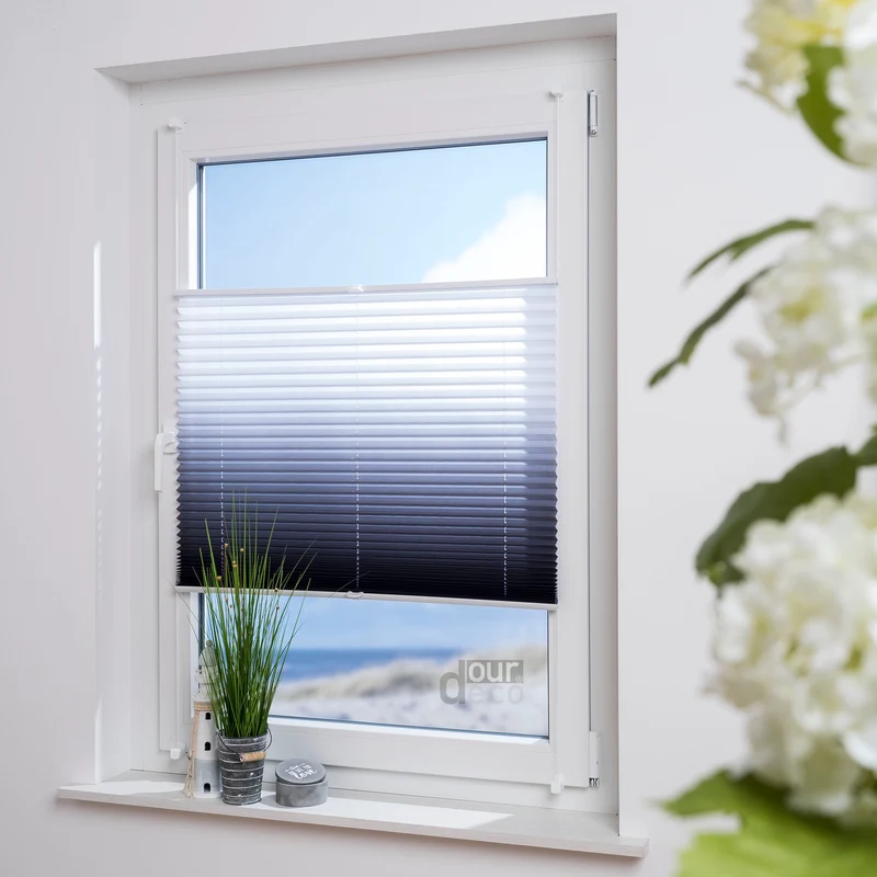ourdeco® Klemmfix Plissee ohne Bohren Farbverlauf
