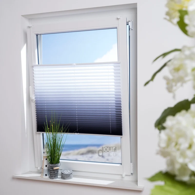 ourdeco® Klemmfix Plissee ohne Bohren Farbverlauf