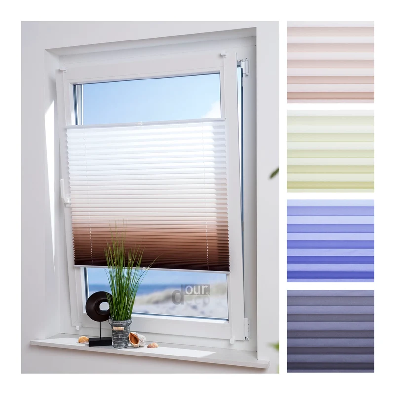 ourdeco® Klemmfix Plissee ohne Bohren Farbverlauf