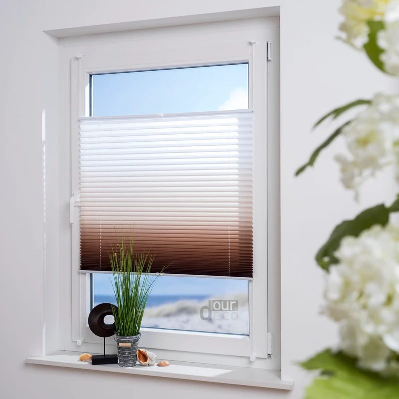 ourdeco® Klemmfix Plissee ohne Bohren Farbverlauf