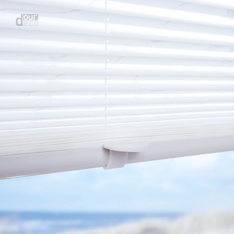 ourdeco® Klemmfix Plissee ohne Bohren für Fenster oder Türen Druckmotiv Ranke weiß | grau