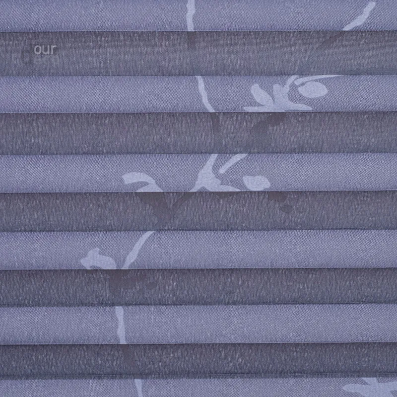 ourdeco® Klemmfix Plissee ohne Bohren für Fenster oder Türen Druckmotiv Ranke weiß | grau