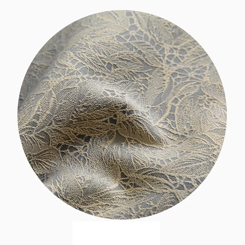 Cremeweißer Jacquard Verdunkelungsvorhang mit Spitze