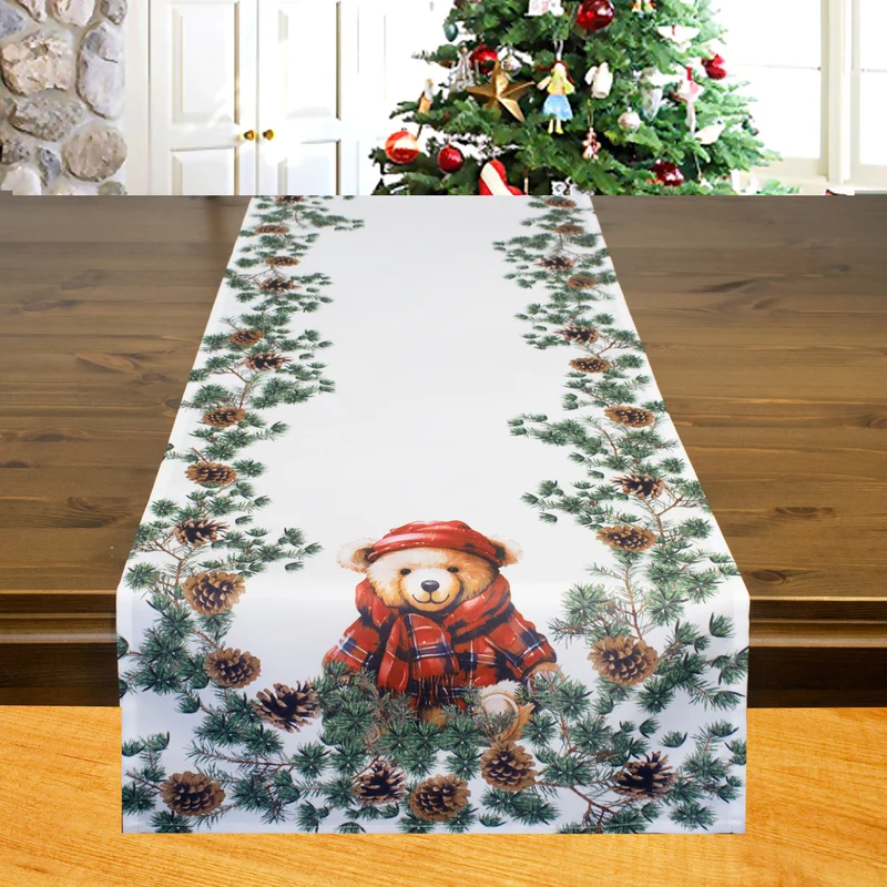 Fischer Fensterbilder Tischläufer mit Weihnachtsteddy für Weihnachten oder Winter