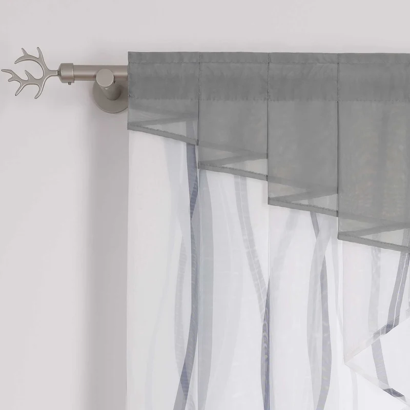Scheibengardine M Form mit Wellenmuster / Vorhangkopf für Küche