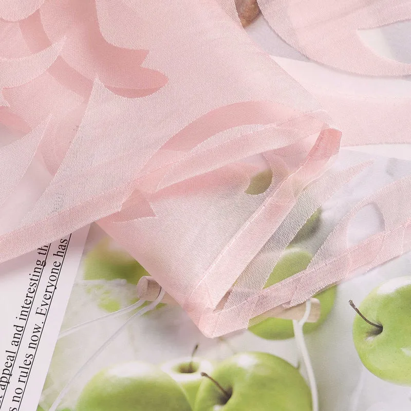 Schiebegardinen Set Rosa mit Rankenmuster