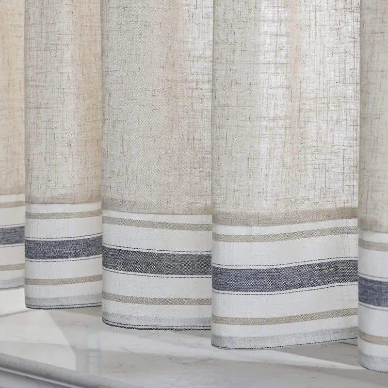 Scheibengardine Landhausstil mit Streifen 2er Set