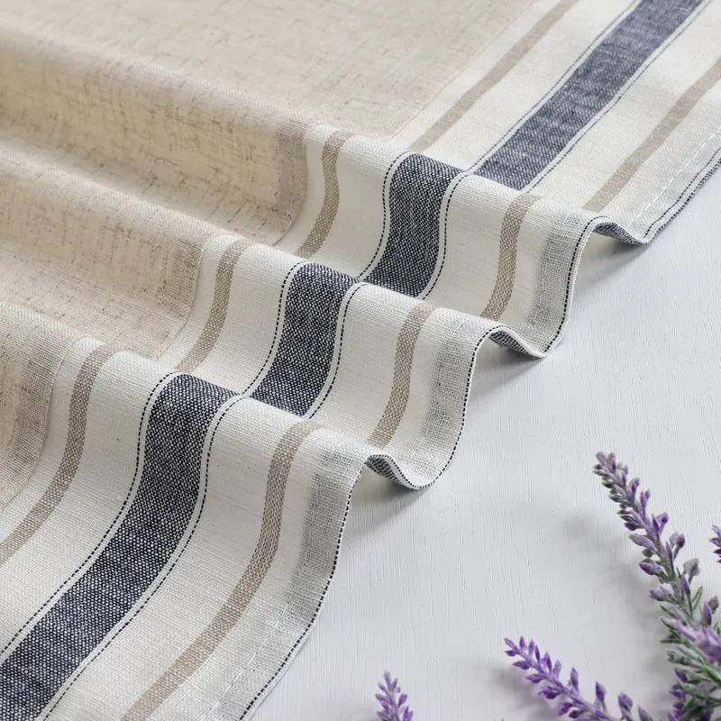Scheibengardine Landhausstil mit Streifen 2er Set