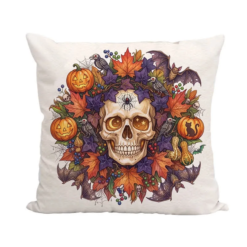 Vintage Gothic Halloween Totenkopf Kissenbezug