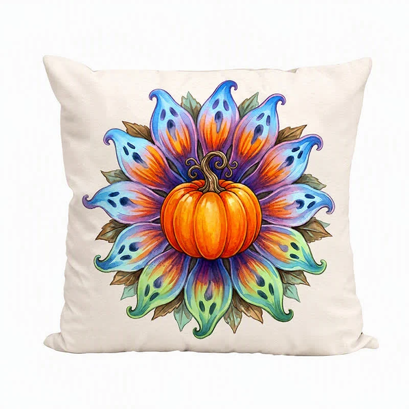 Halloween-Kürbis-Blumen-Kissenbezug