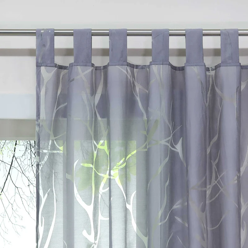 Gardine mit Zweigmuster lichtdurchlässig Gartenstil 1 Stück