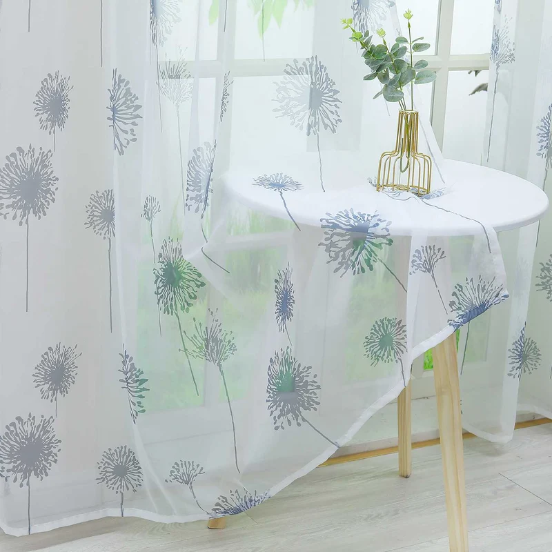 Gardine mit Pusteblumenmuster leicht Schutzfunktion 1 Stück
