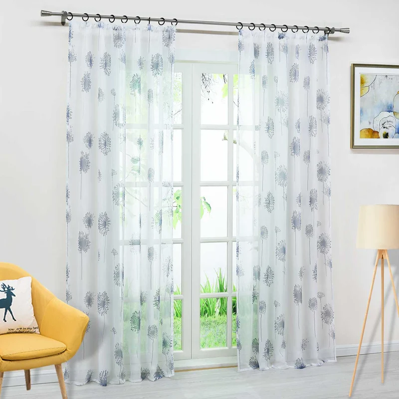 Gardine mit Pusteblumenmuster leicht Schutzfunktion 1 Stück