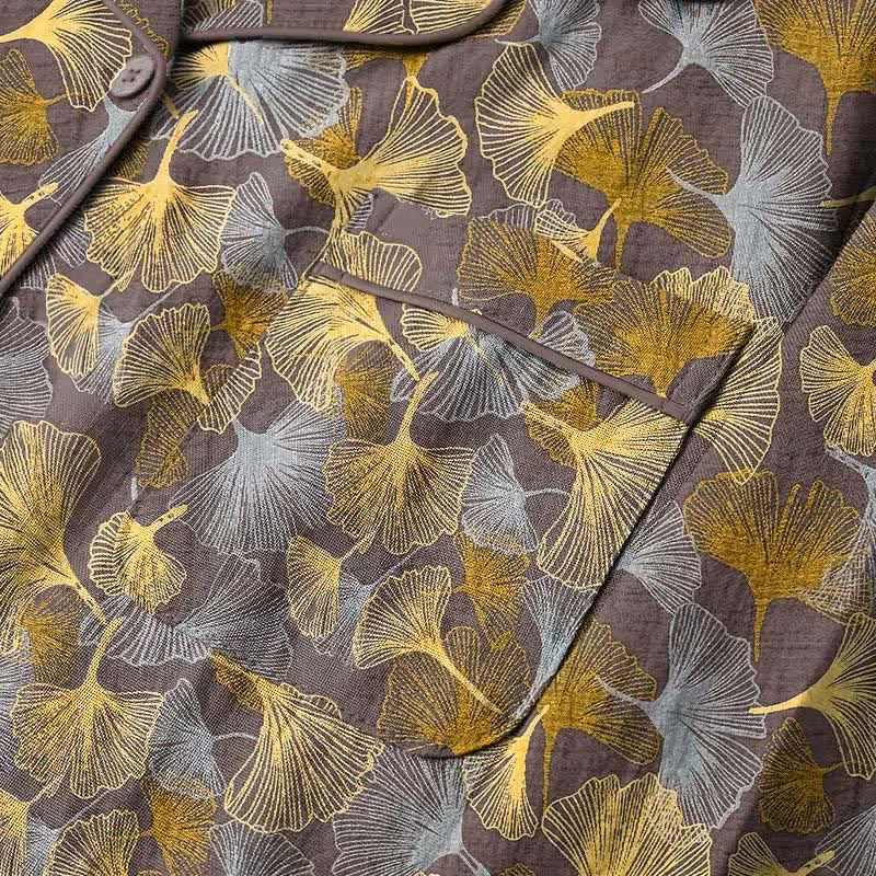 Pyjama-Set mit Ginkgoblatt-Kragen
