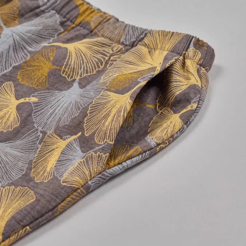 Pyjama-Set mit Ginkgoblatt-Kragen