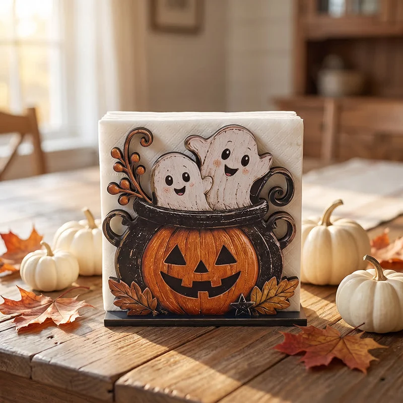 Halloween-Serviettenhalter aus Holz
