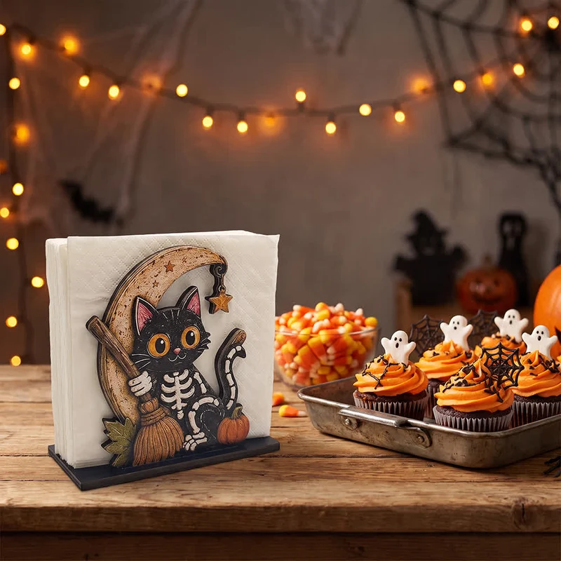 Halloween-Serviettenhalter aus Holz