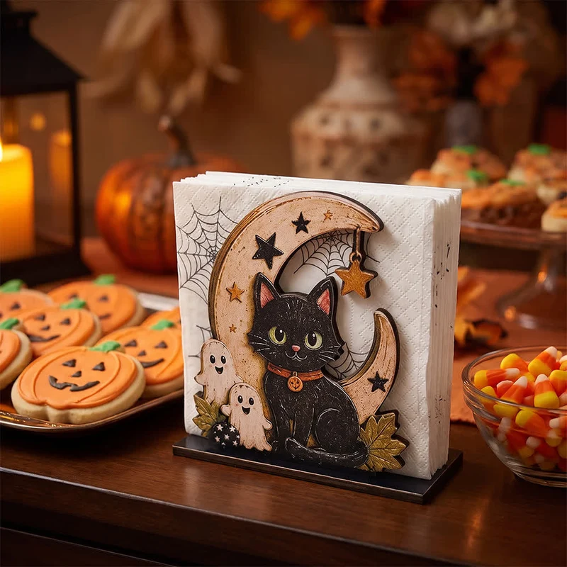 Halloween-Serviettenhalter aus Holz