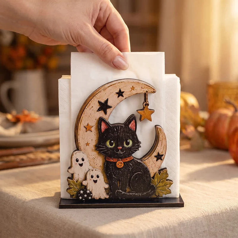 Halloween-Serviettenhalter aus Holz