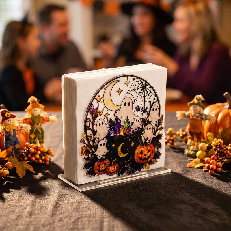 Niedlicher Halloween-Serviettenhalter aus Acryl in Geisterform