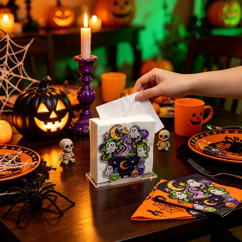 Niedlicher Halloween-Serviettenhalter aus Acryl in Geisterform