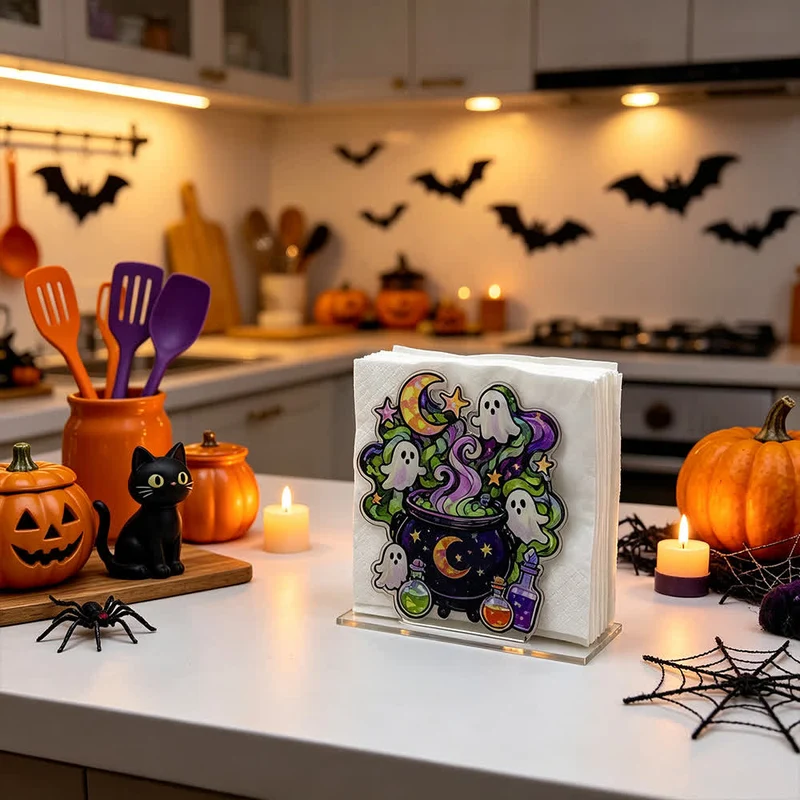 Niedlicher Halloween-Serviettenhalter aus Acryl in Geisterform