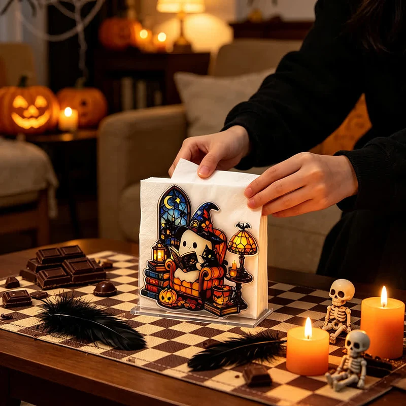Niedlicher Halloween-Serviettenhalter aus Acryl in Geisterform