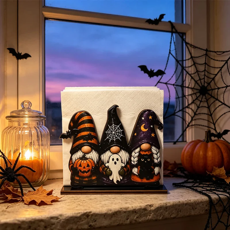Halloween-Serviettenhalter aus Holz im Landhausstil