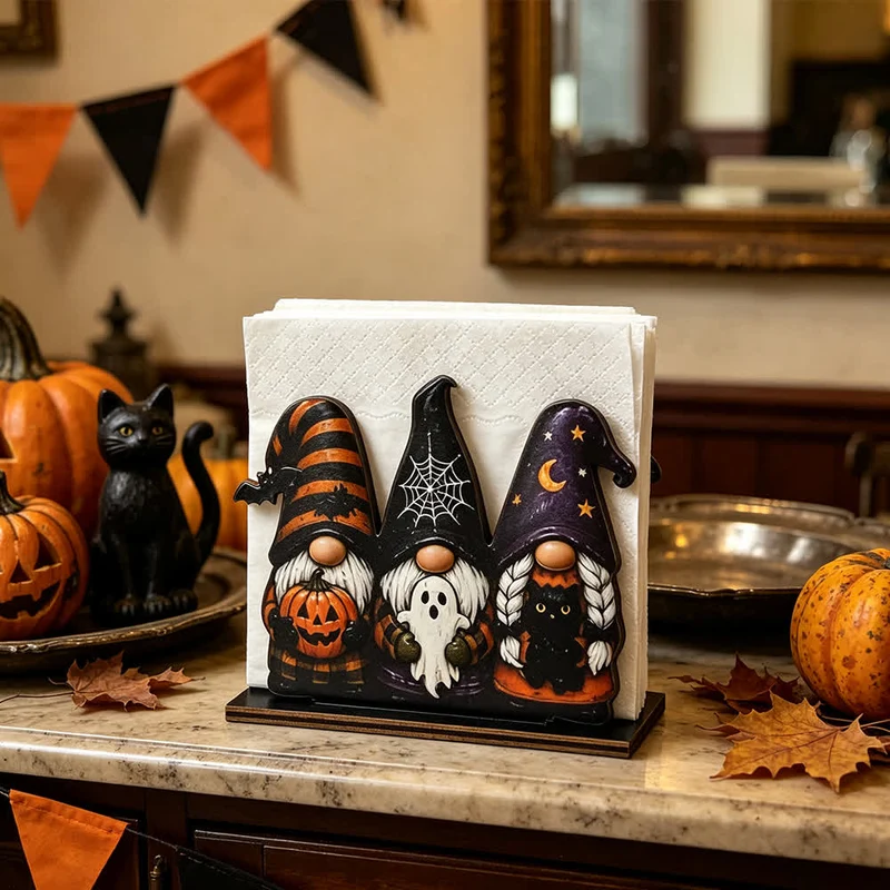 Halloween-Serviettenhalter aus Holz im Landhausstil