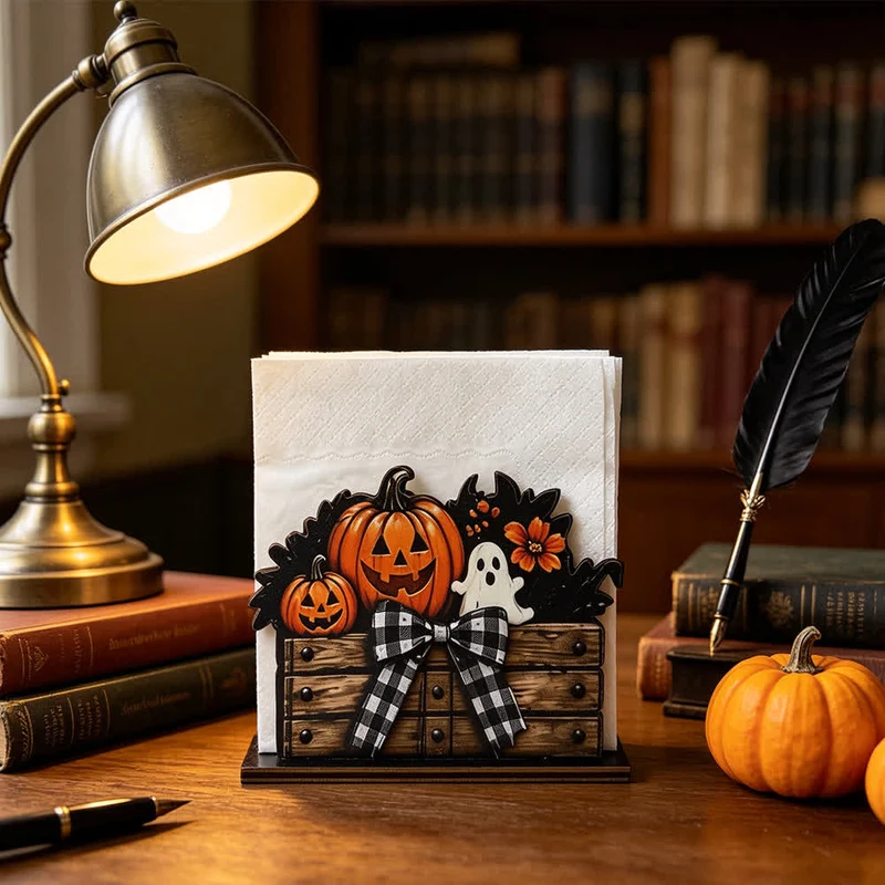 Halloween-Serviettenhalter aus Holz im Landhausstil