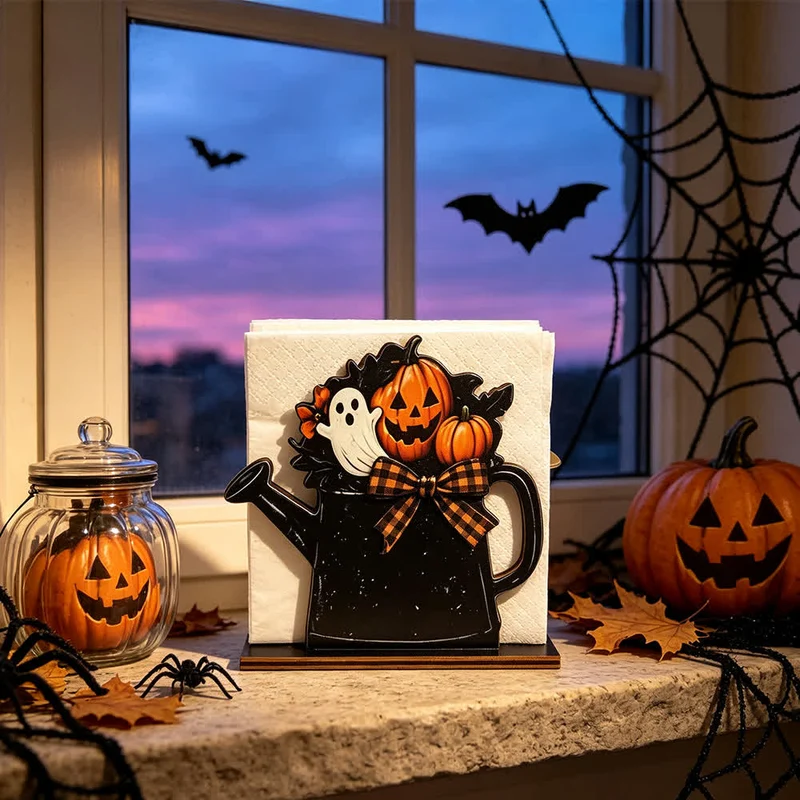 Halloween-Serviettenhalter aus Holz im Landhausstil