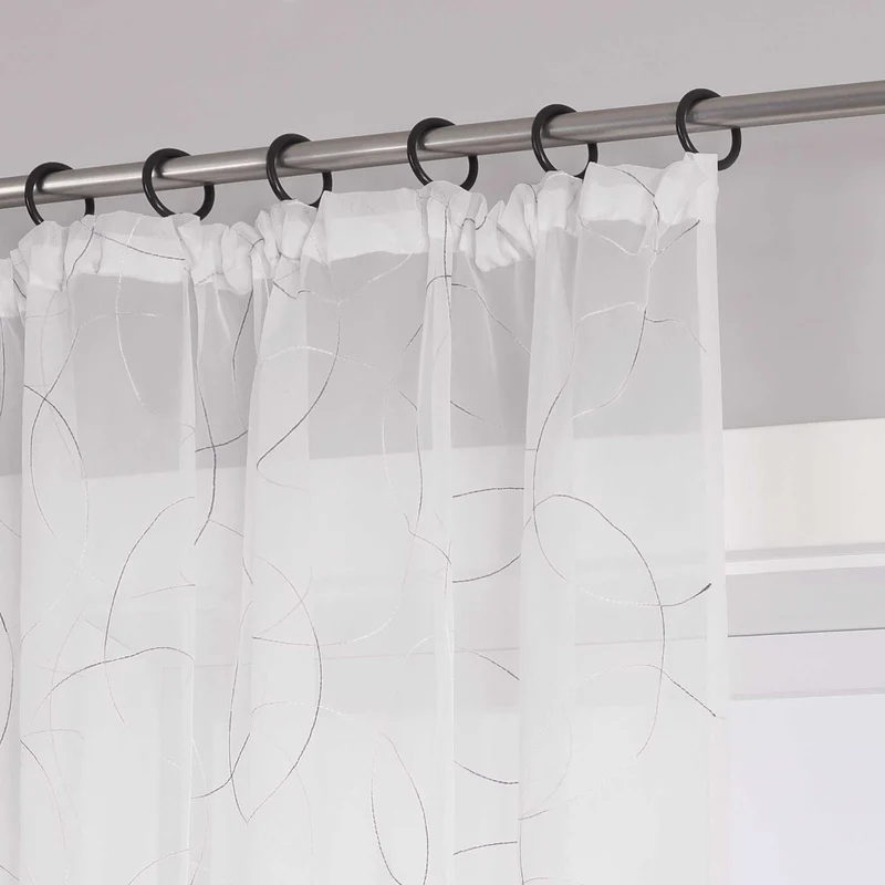 Gardine mit Kräuselband Voile Gardine mit Kreismuster Bestickt 1 Stück