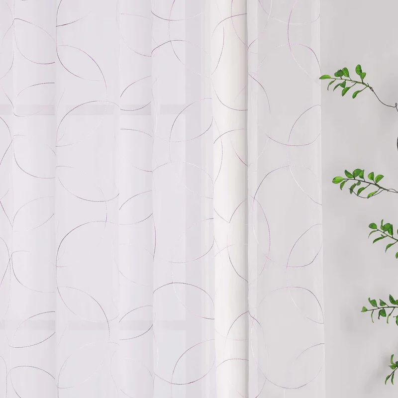 Gardine mit Kräuselband Voile Gardine mit Kreismuster Bestickt 1 Stück