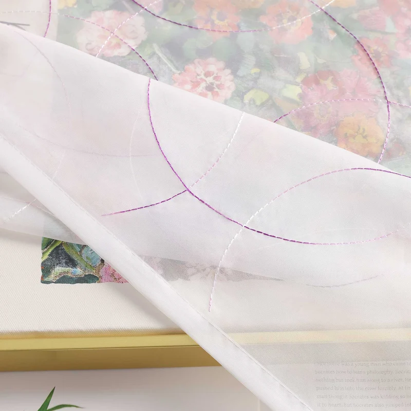 Gardine mit Kräuselband Voile Gardine mit Kreismuster Bestickt 1 Stück