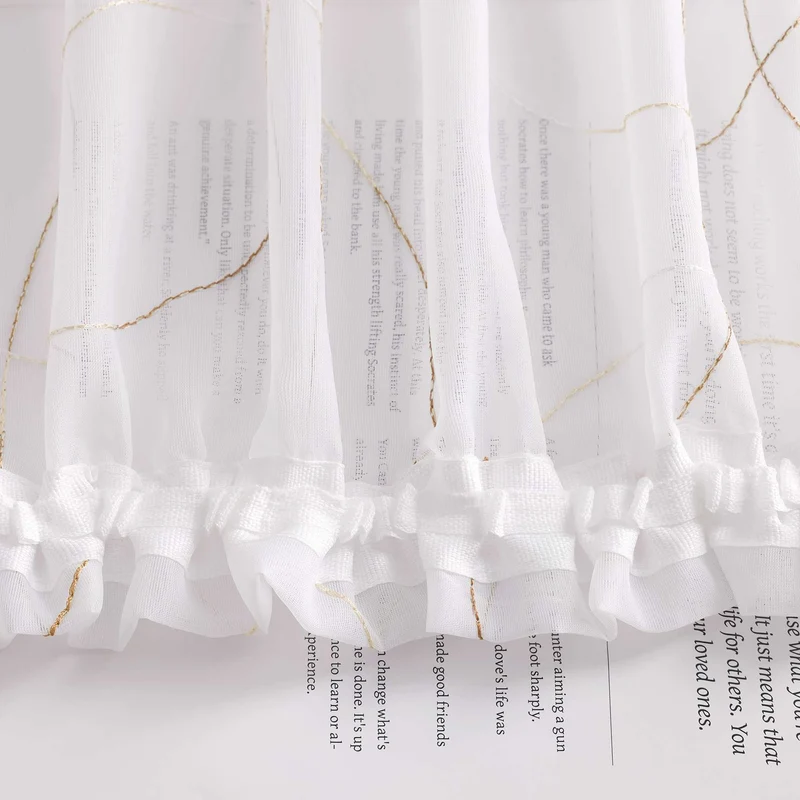 Gardine mit Kräuselband Voile Gardine mit Kreismuster Bestickt 1 Stück
