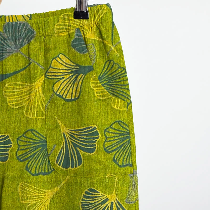 Orientalischer Ginkgoblatt-Baumwollpyjama-Set