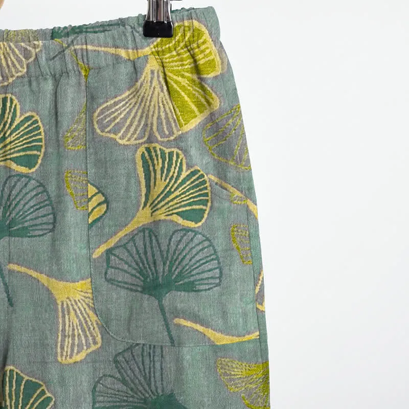 Orientalischer Ginkgoblatt-Baumwollpyjama-Set