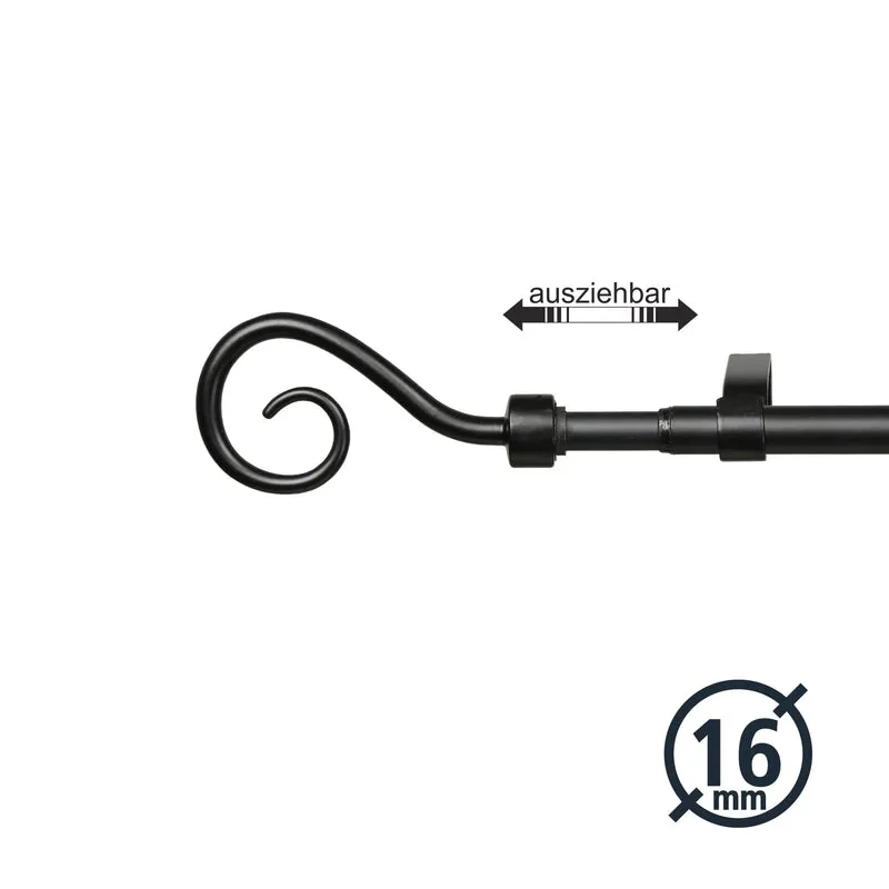 GARDINIA Gardinenstangen-Set ausziehbar 130 - 240 cm, Komplettstilgarnitur ø 16/13 mm inkl. Befestigungsmaterial, verschiedene Stile und Farben, Metall