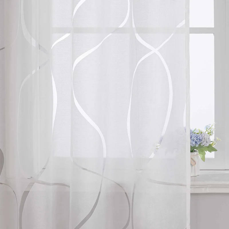 Gardine Ösenschal mit Wellenmuster 1 Stück