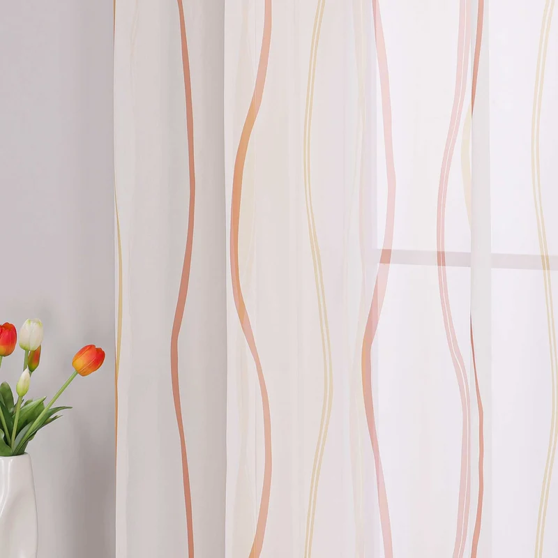 Gardine mit Kräuselband – buntes Wellenmuster 1 Stück