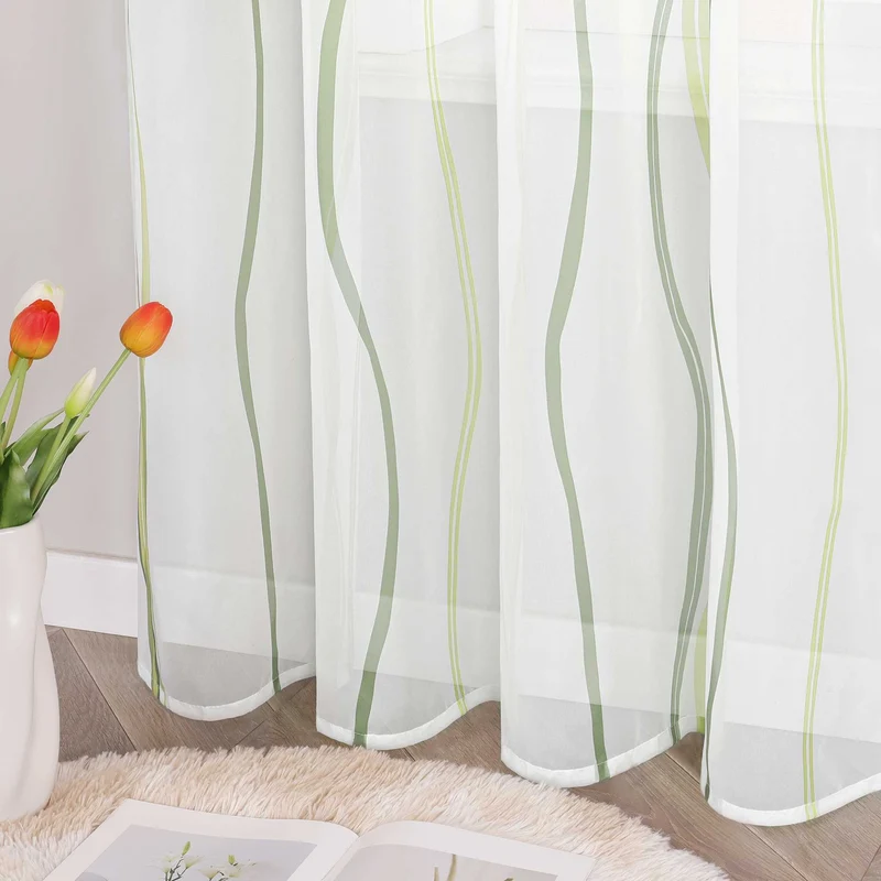 Gardine mit Kräuselband – buntes Wellenmuster 1 Stück