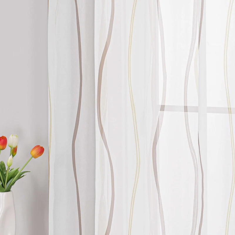 Gardine mit Kräuselband – buntes Wellenmuster 1 Stück