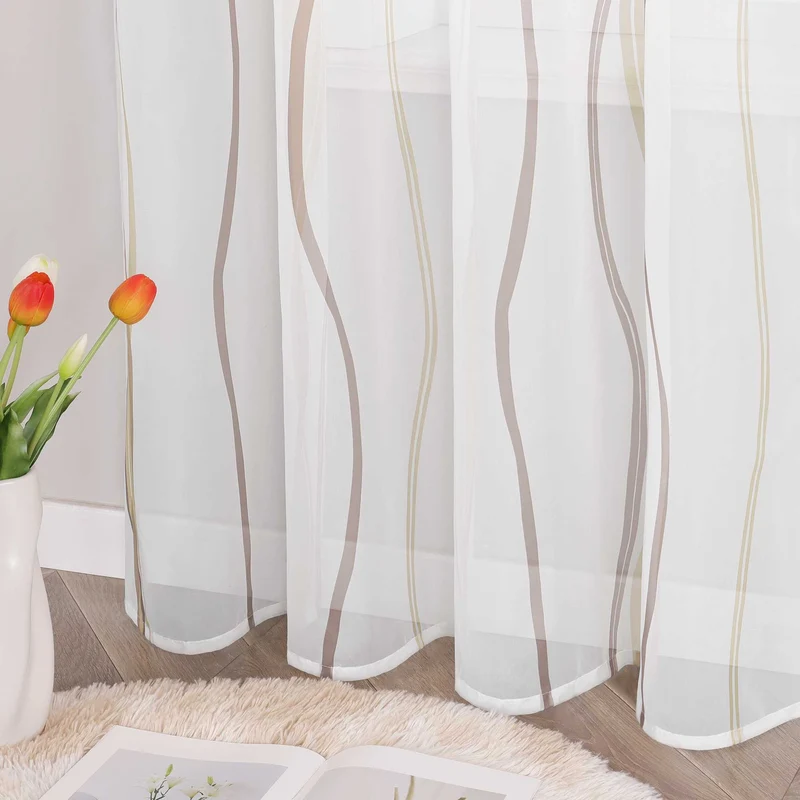 Gardine mit Kräuselband – buntes Wellenmuster 1 Stück