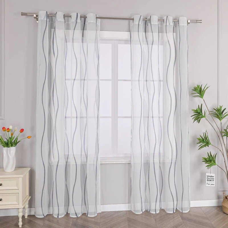 Gardine Ösenschal mit bunten Wellenmustern 1 stück