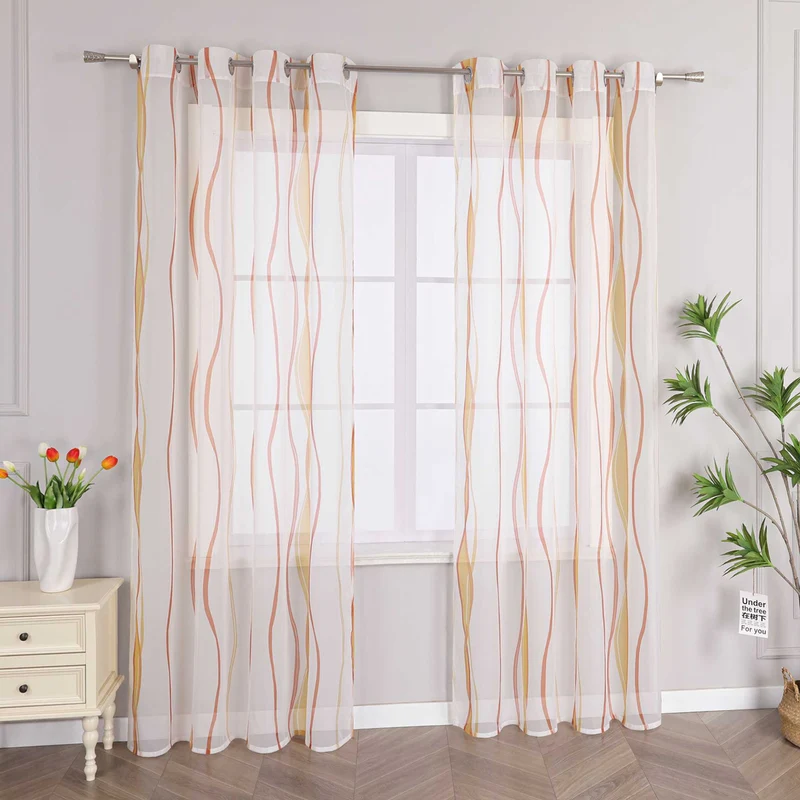 Gardine Ösenschal mit bunten Wellenmustern 1 stück