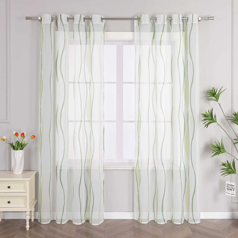 Gardine Ösenschal mit bunten Wellenmustern 1 stück