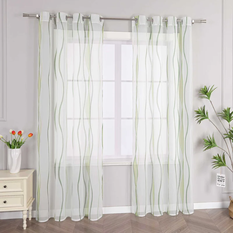 Gardine Ösenschal mit bunten Wellenmustern 1 stück