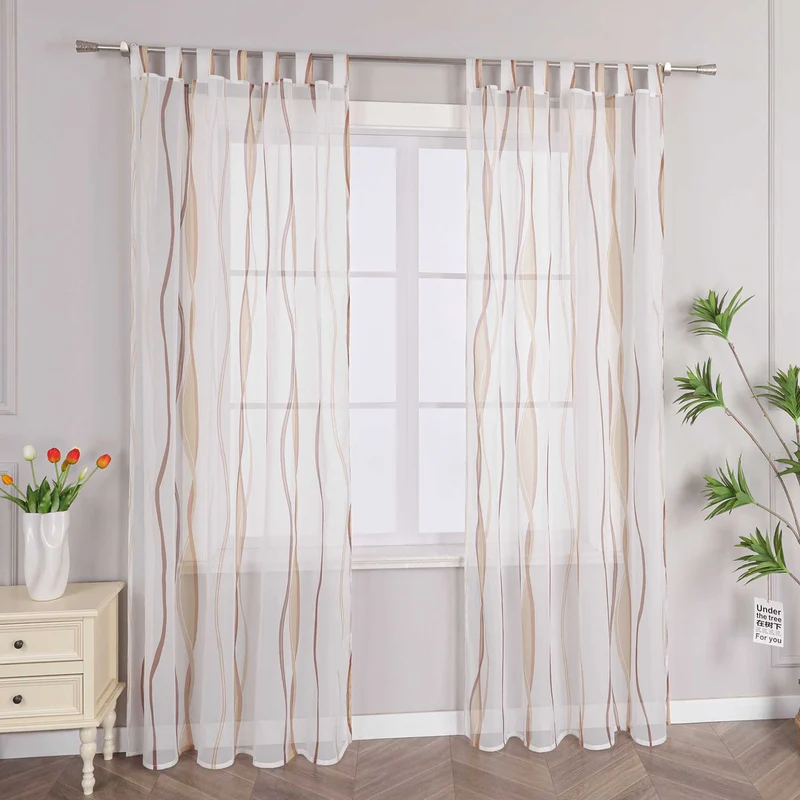 Gardine mit bunten Wellenmustern tranparent 1 stück