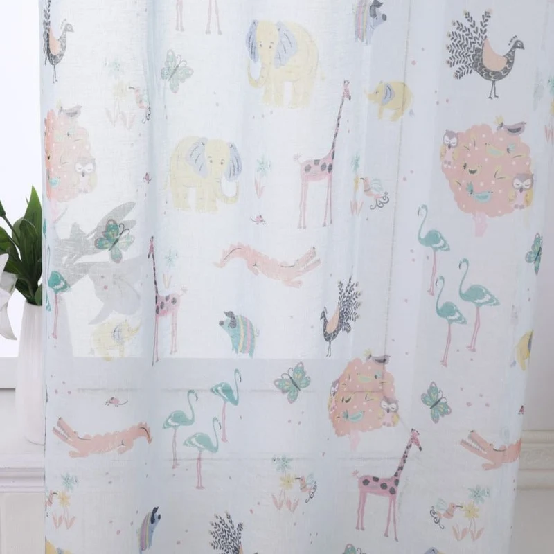 Süße Kinderzimmer Gardine mit Tiermotiven