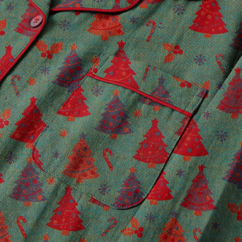 Weihnachtsbaum-Loungewear-Set aus Baumwollgaze